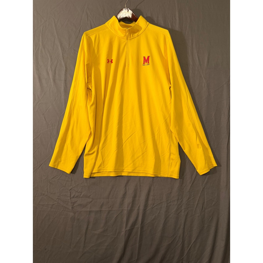 Under Armour Maryland Terrapins Mens XL Yellow Quarter Zip Pullover RN96510